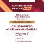 Gobierno de Bahía de Banderas anuncia inicio de obras de pavimentación y mejora vial en el acceso a Playa Manzanilla